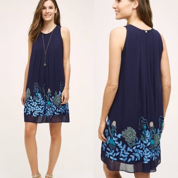 Anthropologie Not So Serious Pallavi Mohan Sleeveless Woodvine Swing Dress - Picture 1 of 15
